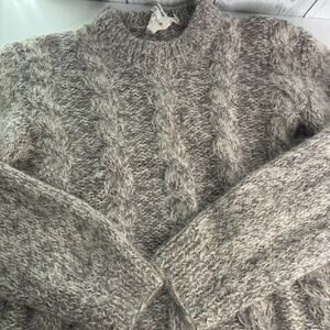Vintage Shaggy Mohair Blend Wool Gray Sweater Cobain Rockabilly Fuzzy L Italy